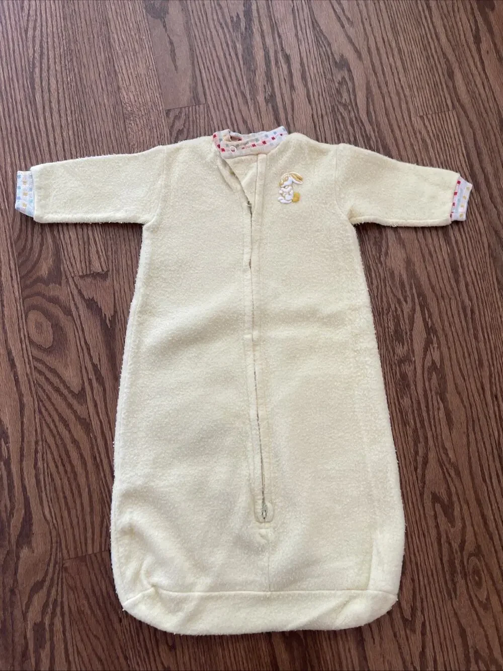 VTG Carter's Baby Sleep Sack Wearable Blanket Yellow Fleece Embroidered 0-9M